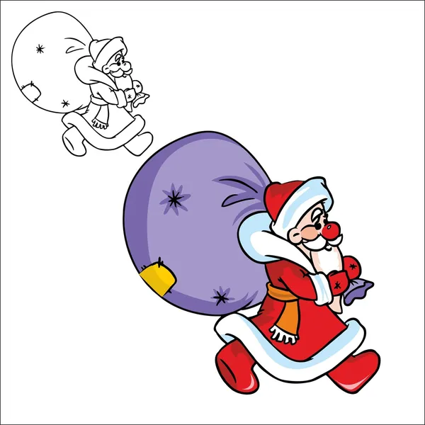 Santa with bag of gifts — Vector de stoc